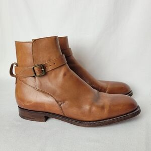 Crockett & Jones Jodhpur Brown Leather Boots Buckle England Chestnut 70C‎ US 7.5